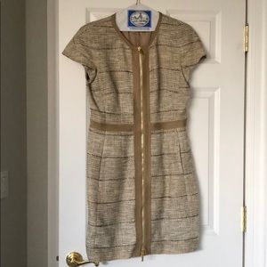 ALBERTA FERRETI designer bronze gold cream dress.